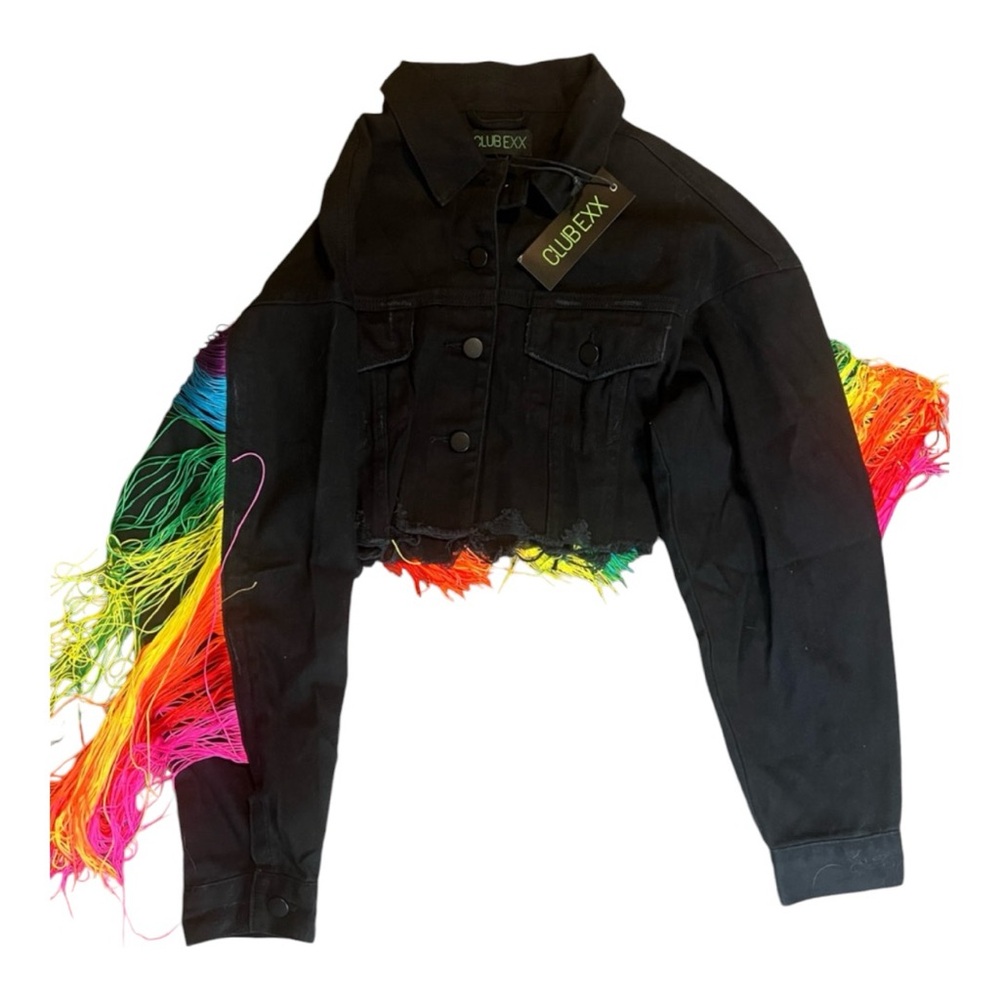 DOLLS KILL - Stunning RAINBOW JEAN JACKET Sz XXS/XL